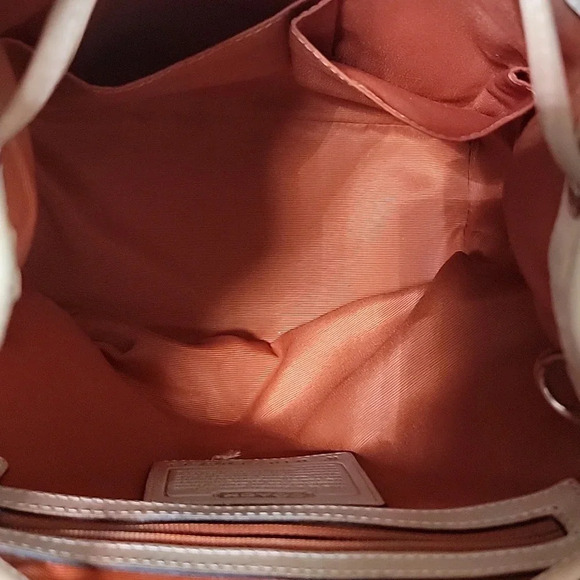 Vintage Coach Signature Jacquard Leather Trim Drawstring Flap Mini Backpack - Picture 4 of 4